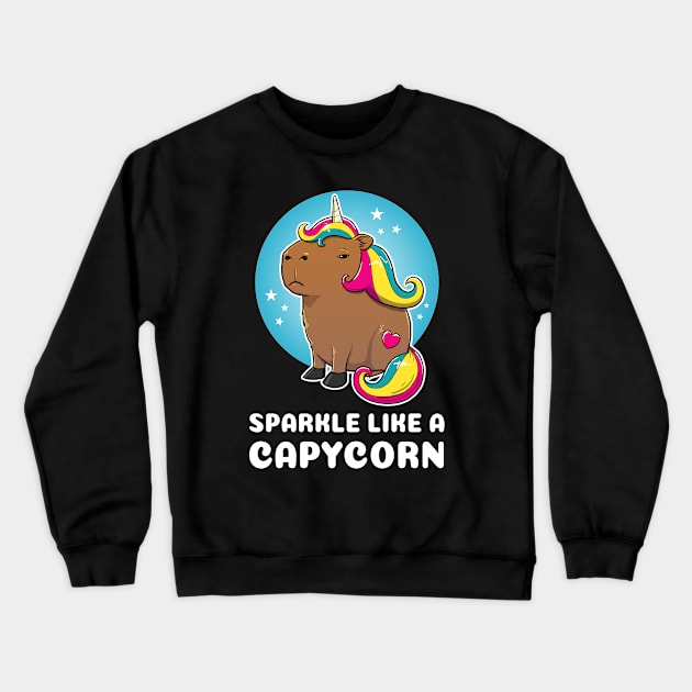 Sparkle like a capycorn Cartoon Capybara Unicorn Crewneck Sweatshirt by capydays